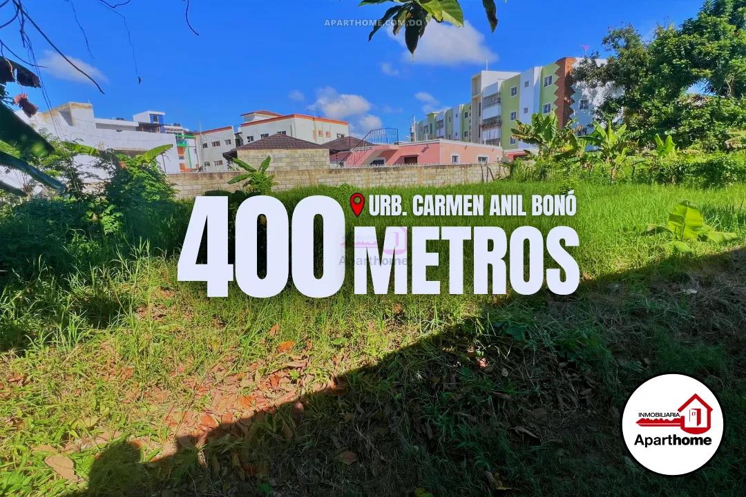 Terreno de 400m² en Venta, Urb. Carmen Añil Bonó, SFM | RD$7,200/m²